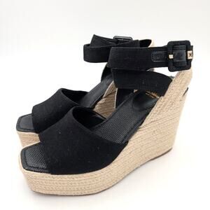 Sam Edelman Vada Wedge Ankle Strap Sandal Women's Black Size US10 EU40